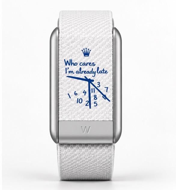 Bracelet NO TIME Already Late blanc cadran bleu compatible WHOOP