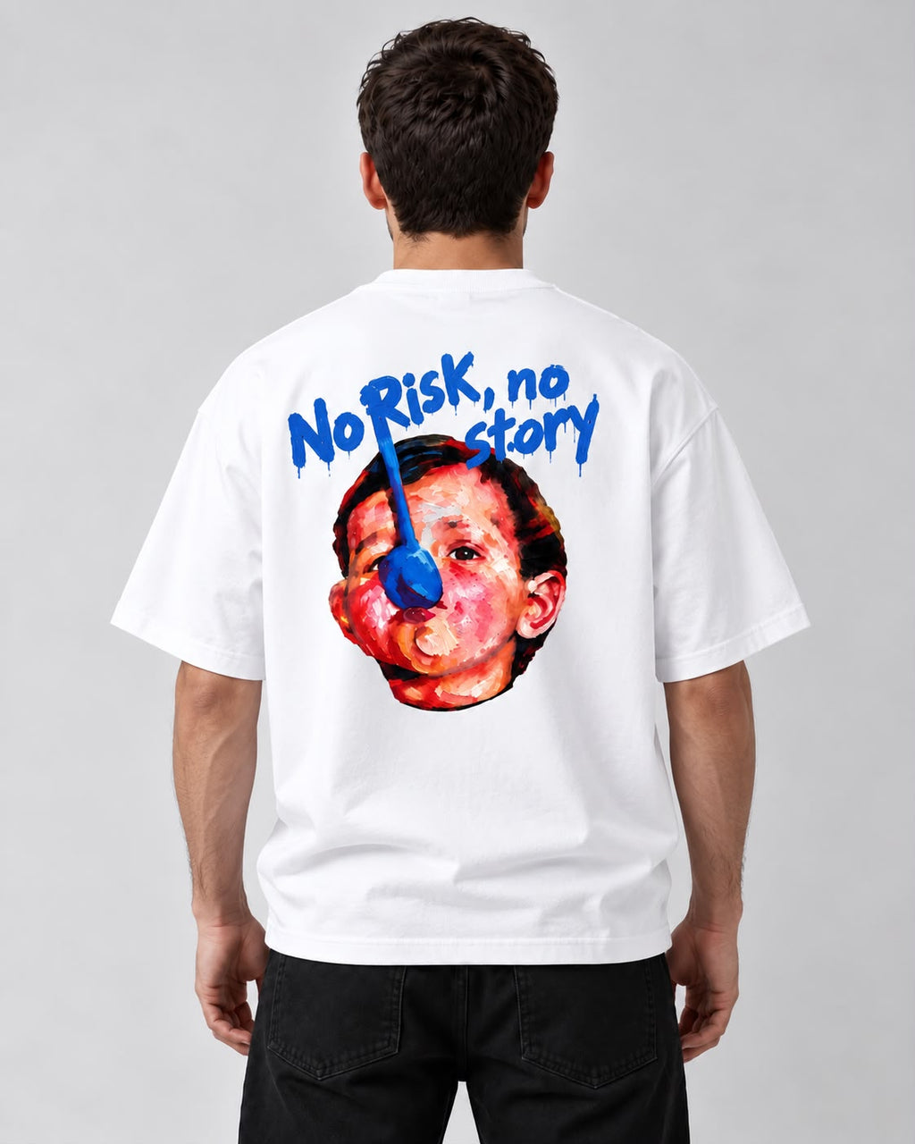 T-shirt Spoon Kid blanc NO TIME, vue de dos avec le print