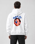 Hoodie Spoon Kid blanc NO TIME, vue de dos portée