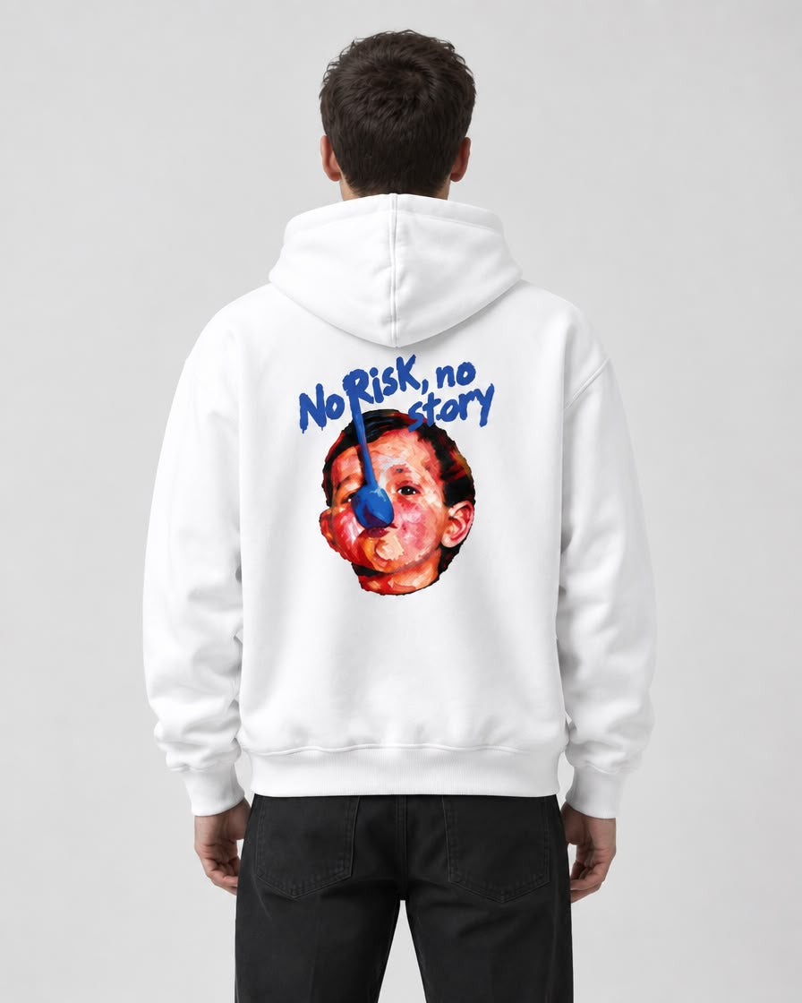 Hoodie Spoon Kid blanc NO TIME, vue de dos portée