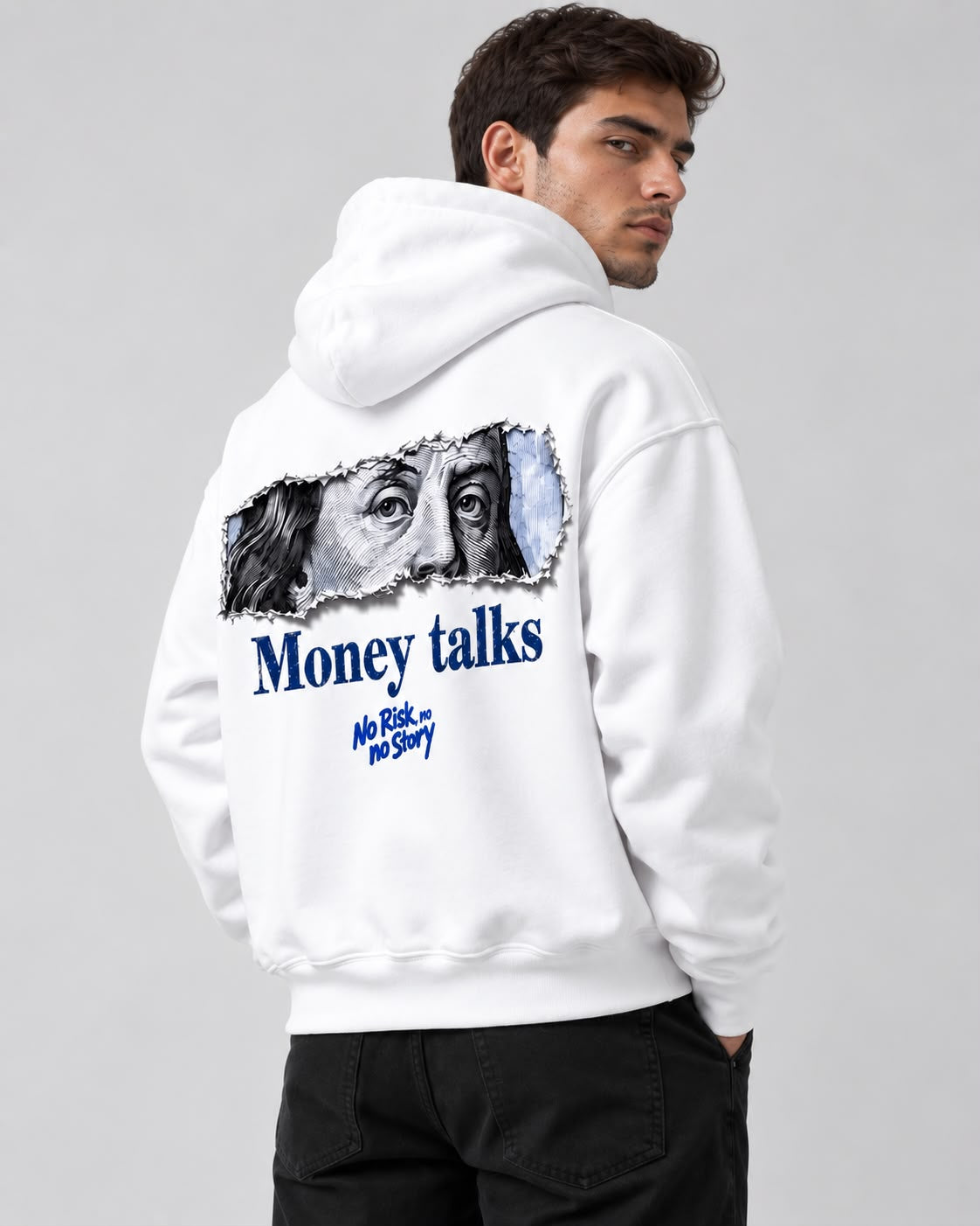 HOODIE MONEY TALKS — BLANC