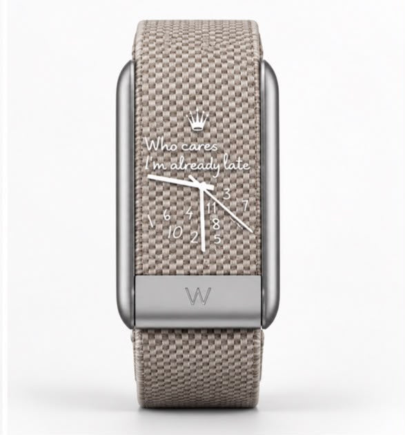 Bracelet NO TIME Already Late taupe compatible WHOOP, vue de face