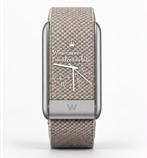 Bracelet NO TIME Already Late taupe compatible WHOOP, vue de face