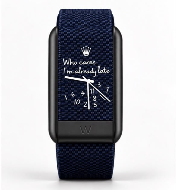 Bracelet NO TIME Already Late bleu marine compatible WHOOP, vue de face