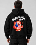 Hoodie Spoon Kid noir NO TIME, vue de dos avec le print